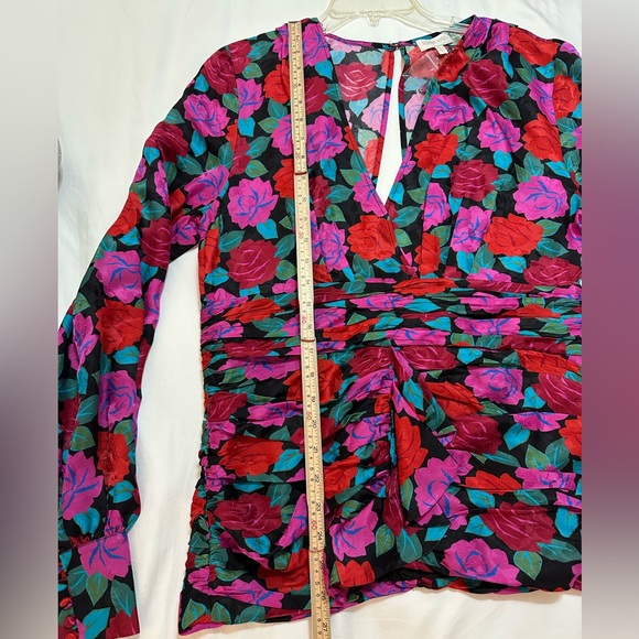 WOMEN’S RONNY KOBO CARISSA LONG SLEEVE ROSES BLOUSE SIZE LARGE - Picture 6 of 11
